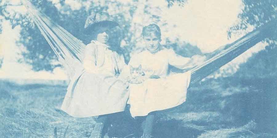 Two children in a hammock